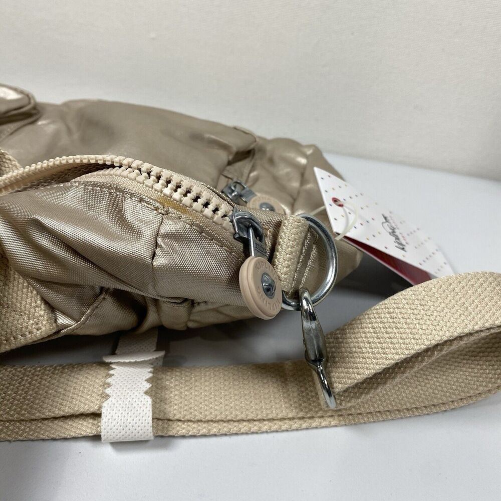 Kipling Cyrene Carry On Travel Bag Crossbody Double Handle Sparkly Gold With Tag - Picture 14 of 16